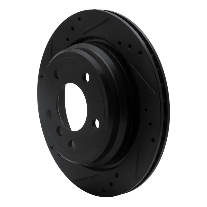 BMW 525I Brake Rotor (1) - Rear Left - R1 Concepts - Drilled & Slotted - Black - `96-`03